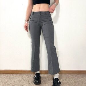 low rise flare gray trousers